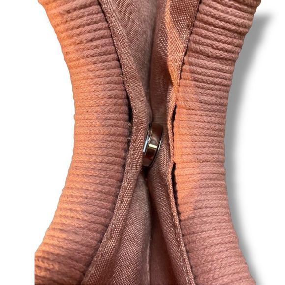 Sigrid Olsen Handmade Macrame Handbag Bamboo Handles Cotton Boho Hippie Peach/Pi - Picture 4 of 9